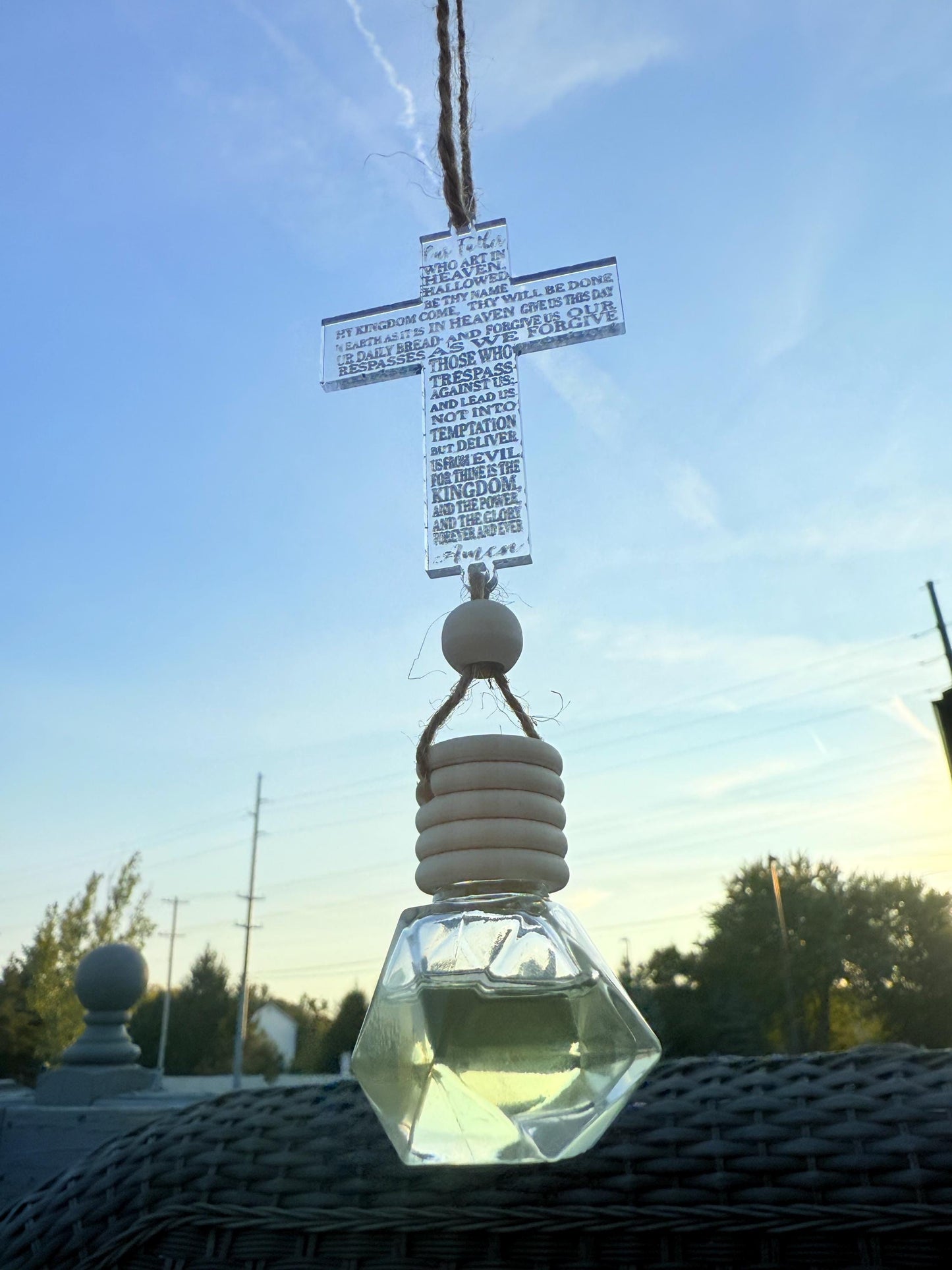 Car Air Freshener with Cross – Handmade Christian Car Charm, 4 Designs & Premium Scents