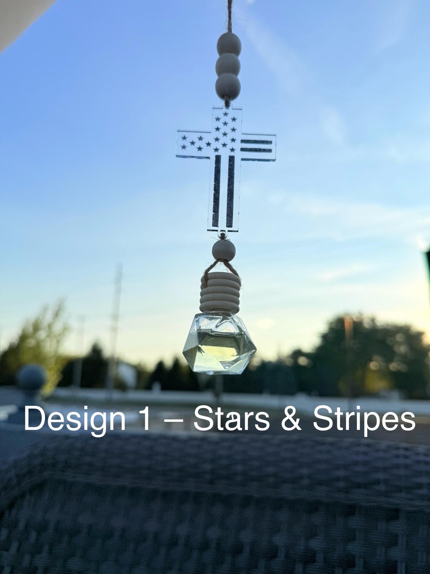 Car Air Freshener with Cross – Handmade Christian Car Charm, 4 Designs & Premium Scents