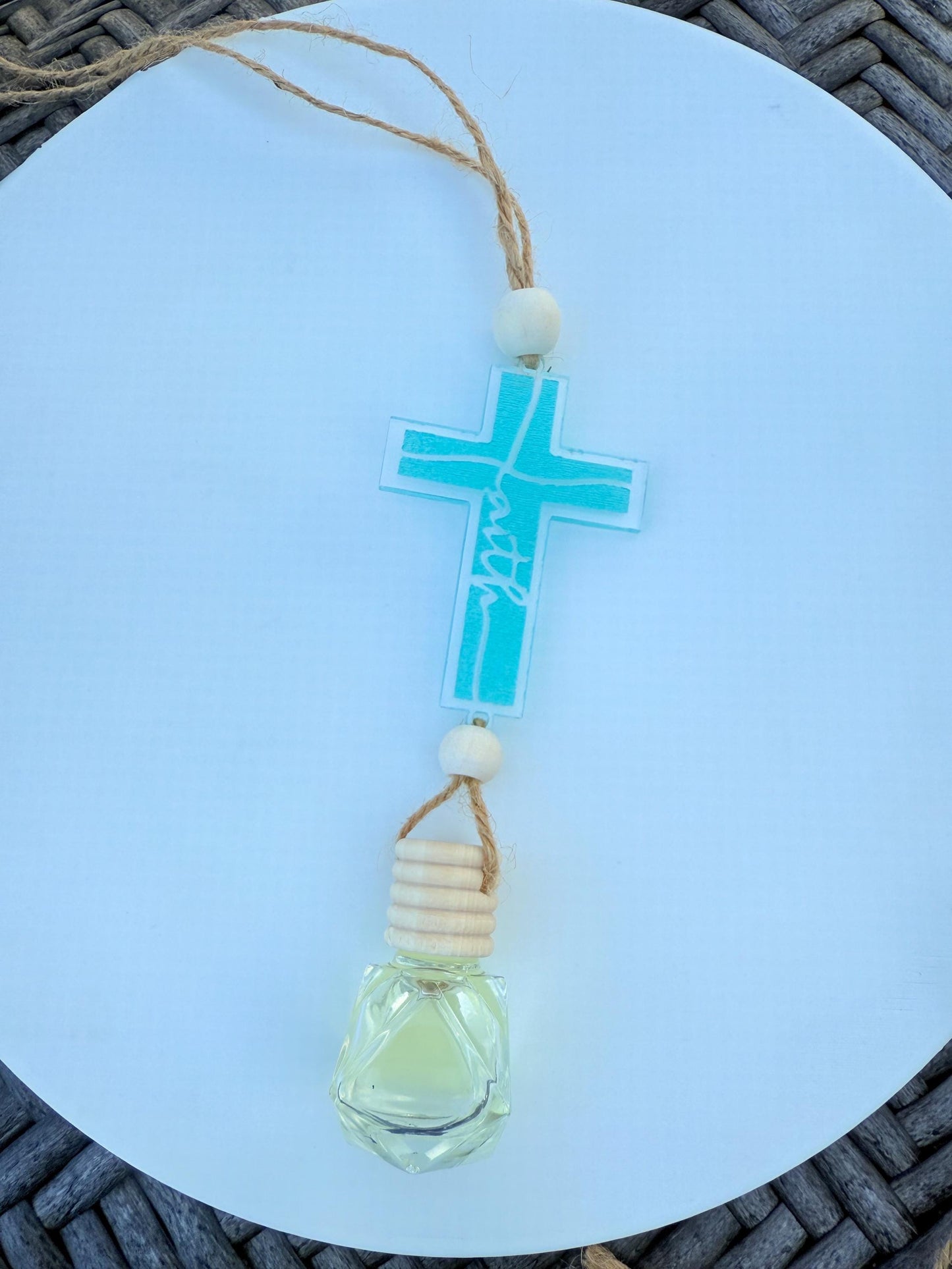Car Air Freshener with Cross – Handmade Christian Car Charm, 4 Designs & Premium Scents