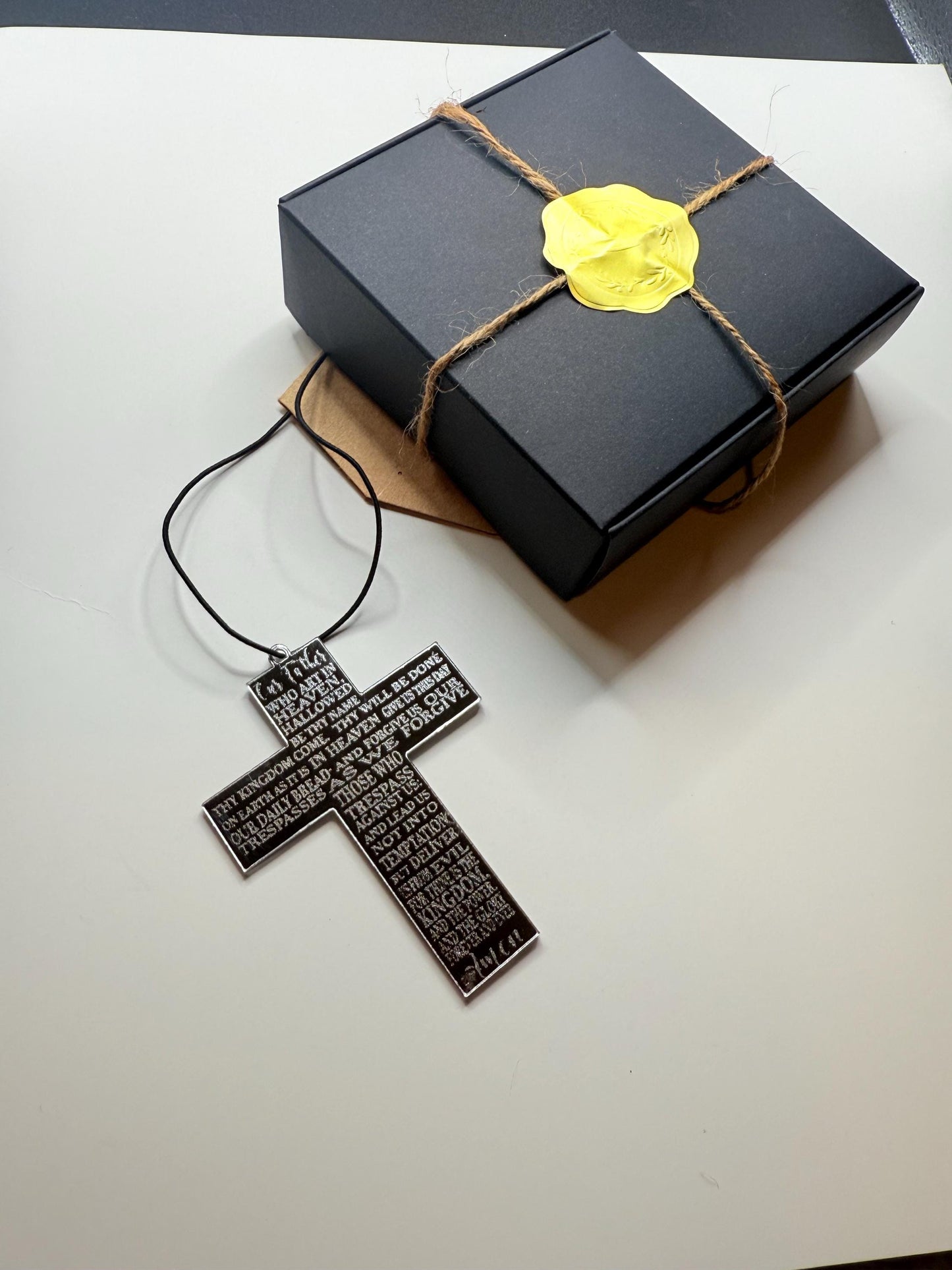 Prayer Cross Medallion – Handmade Keepsake with Engraved Prayer, Elegant Christian Gift