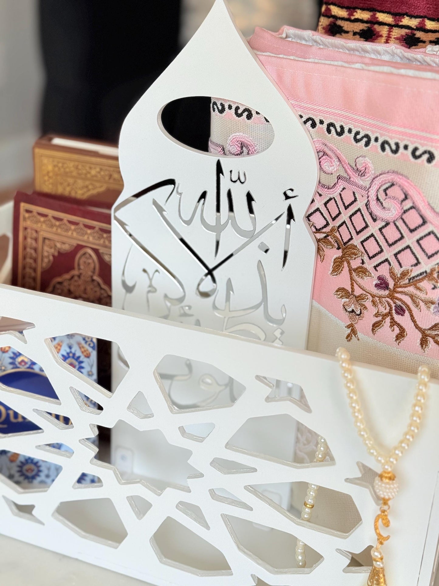 Luxury Handmade Islamic Prayer Box – Arabic Calligraphy Organizer | “Ala BiDhikr Allah Tatmain AlQuloob” | Quran & Prayer Décor Gift