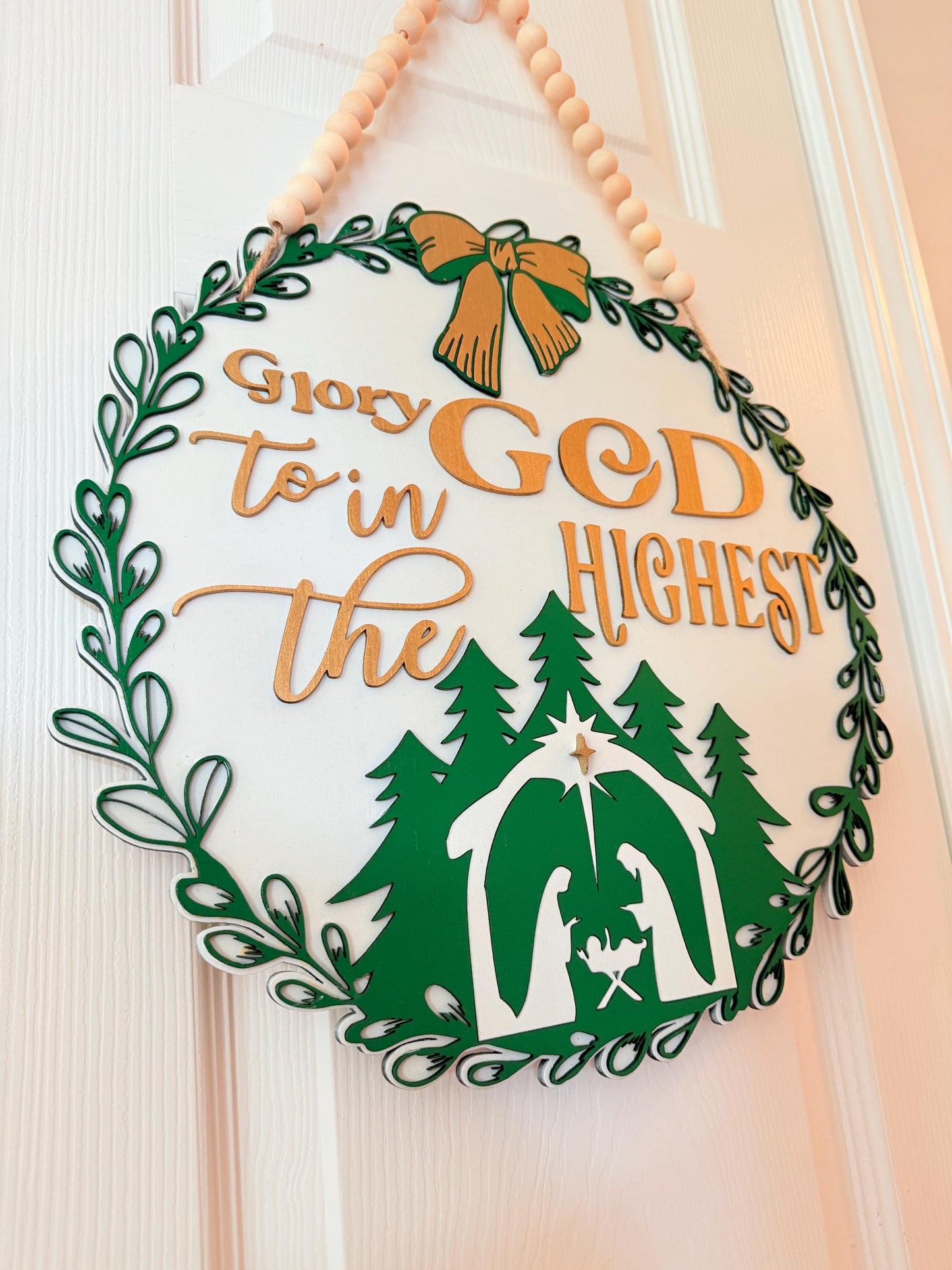 Glory to God in the Highest” | Exclusive Wooden Christmas Sign | Elegant Handmade Faith Décor