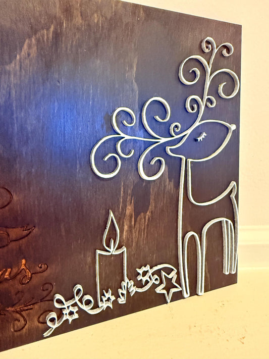 Bring warmth and festive charm to your home this holiday season with this handmade wooden Christmas wall art