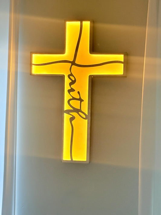 LED Wooden Faith Cross – Handmade Illuminated Cross | Christian Wall & Table Décor | Free Shipping