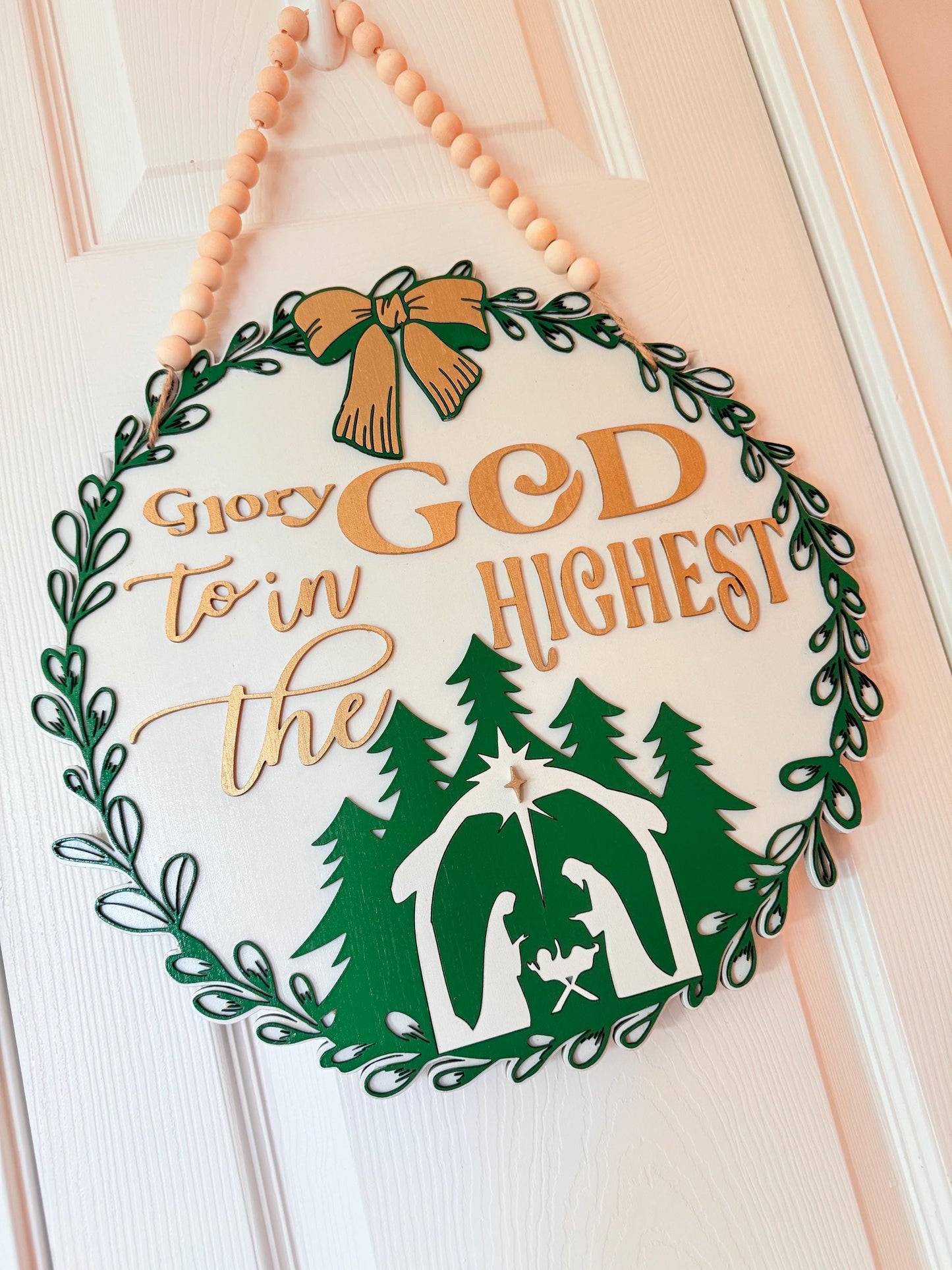 Glory to God in the Highest” | Exclusive Wooden Christmas Sign | Elegant Handmade Faith Décor