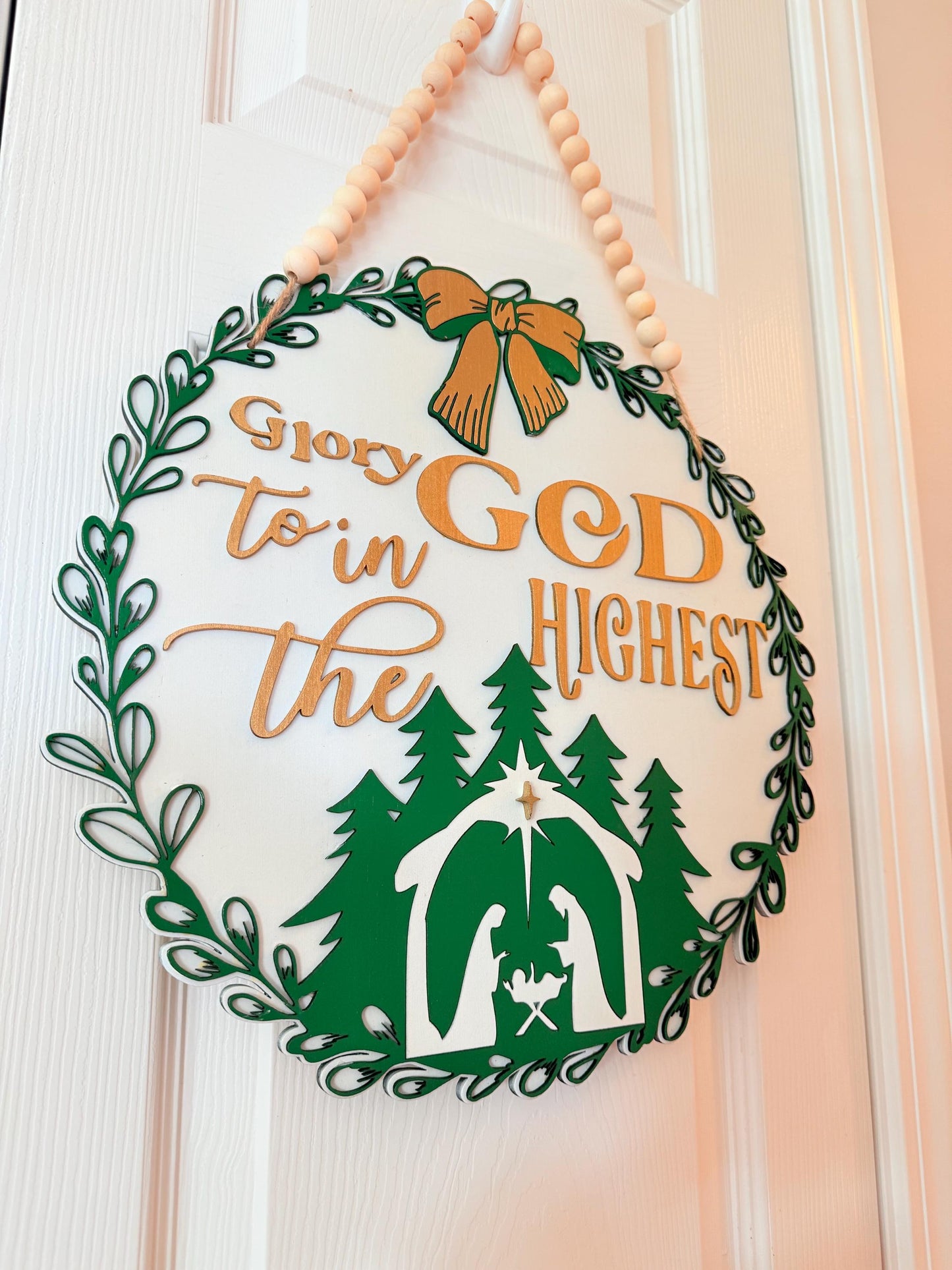 Glory to God in the Highest” | Exclusive Wooden Christmas Sign | Elegant Handmade Faith Décor