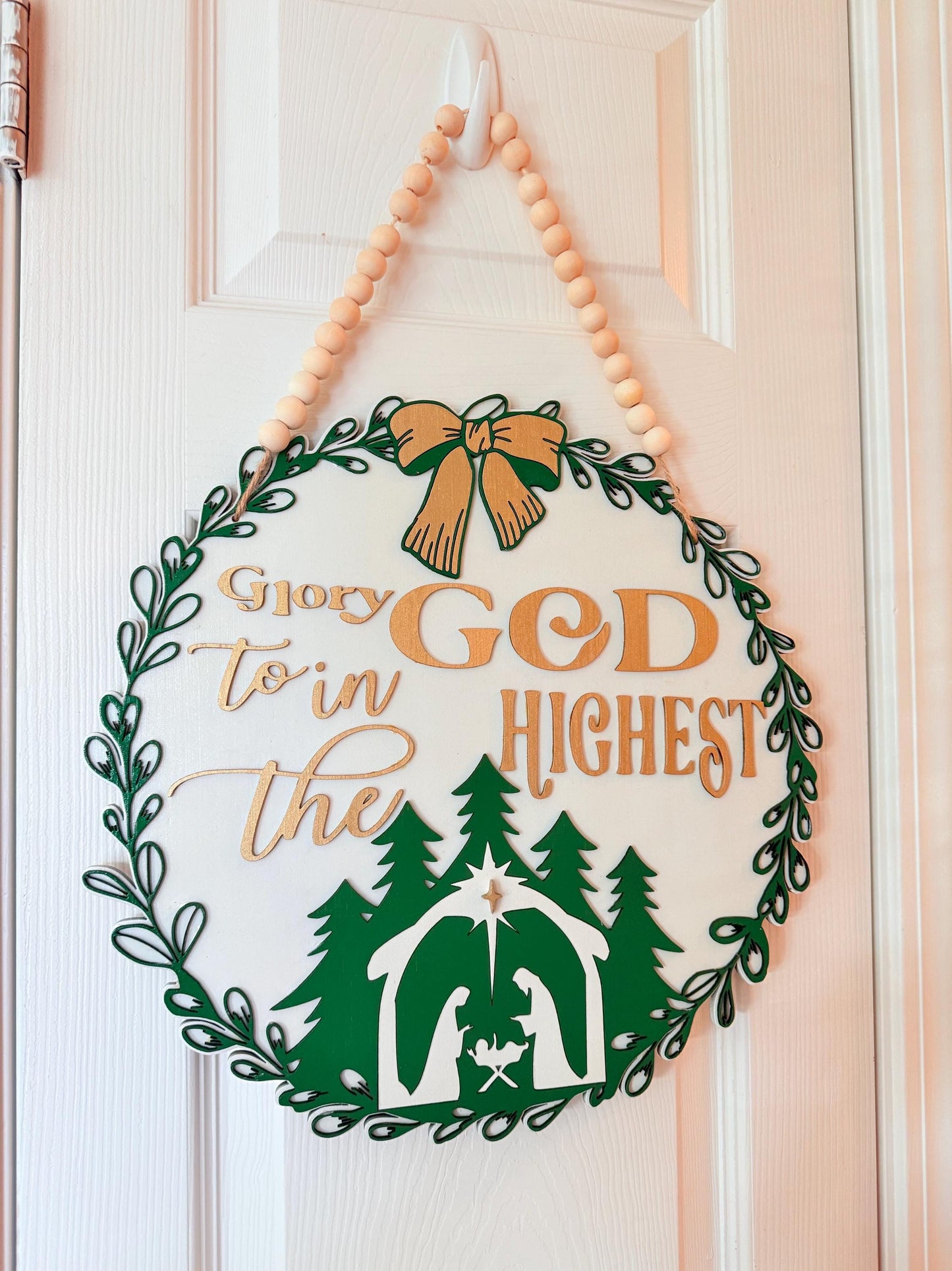 Glory to God in the Highest” | Exclusive Wooden Christmas Sign | Elegant Handmade Faith Décor
