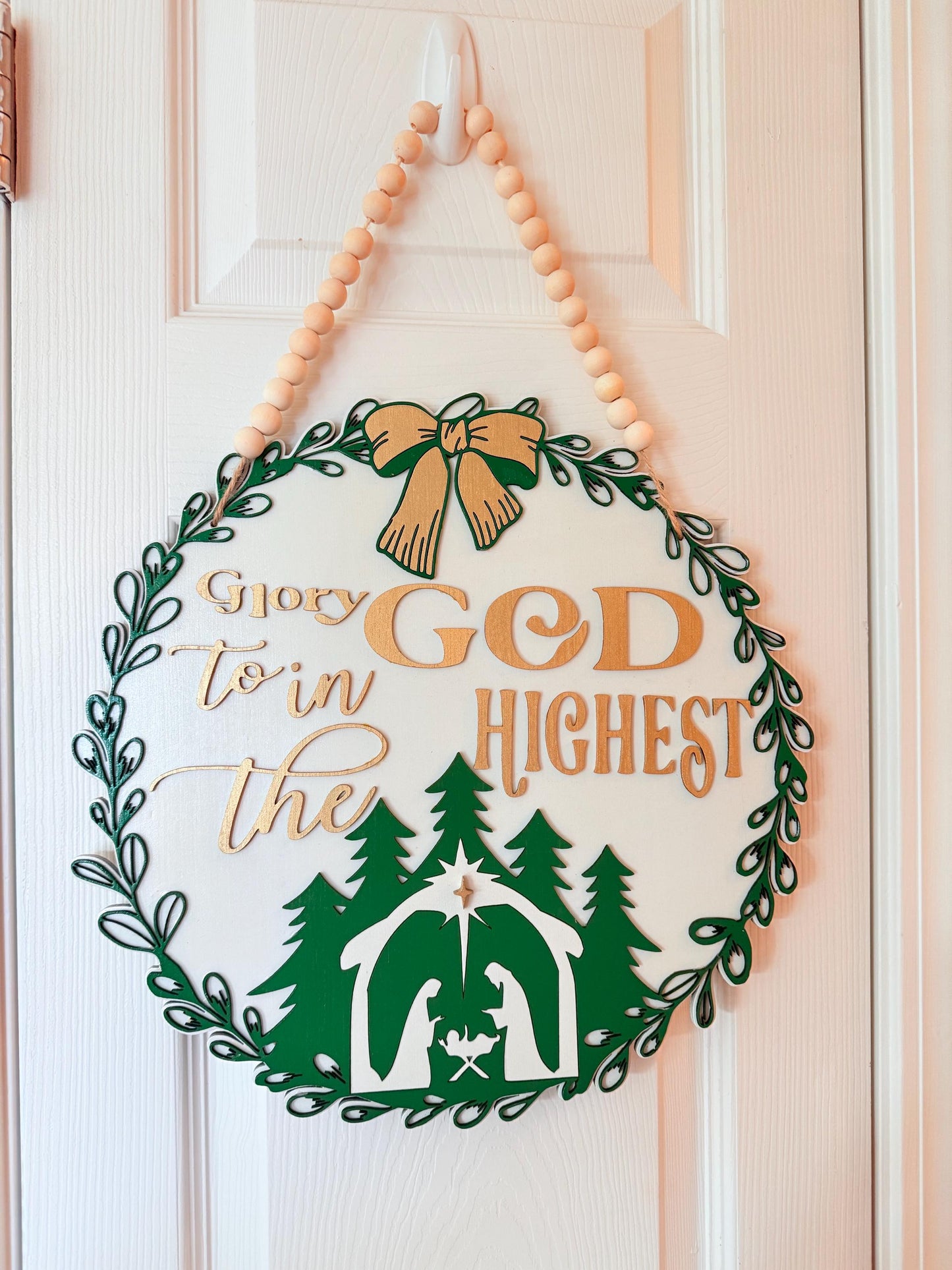 Glory to God in the Highest” | Exclusive Wooden Christmas Sign | Elegant Handmade Faith Décor