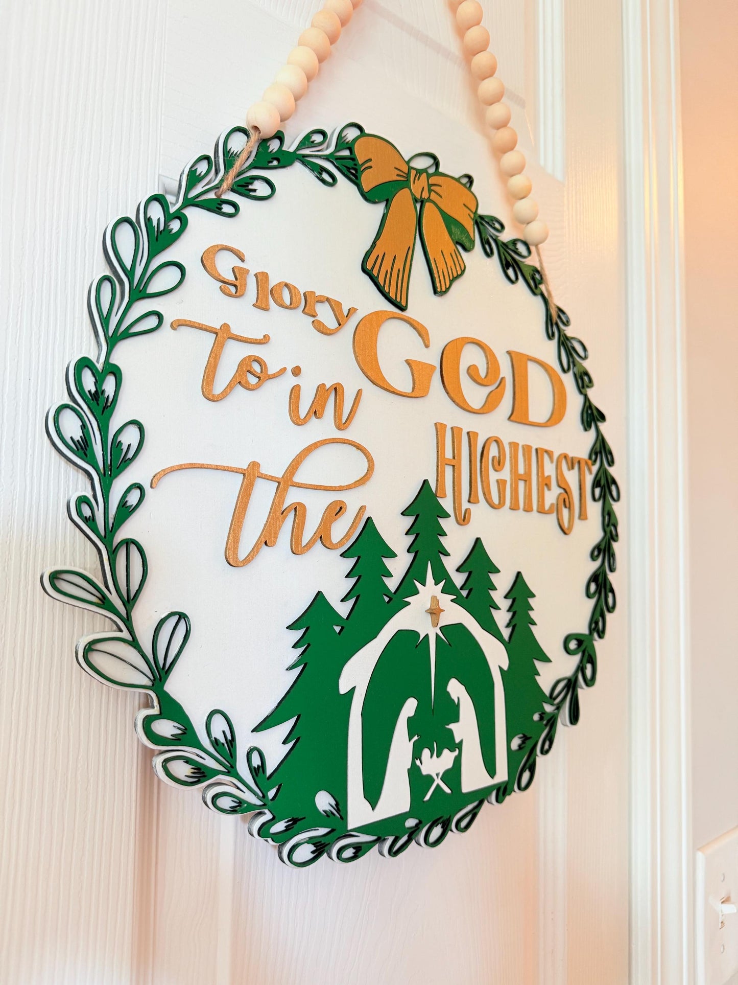Glory to God in the Highest” | Exclusive Wooden Christmas Sign | Elegant Handmade Faith Décor