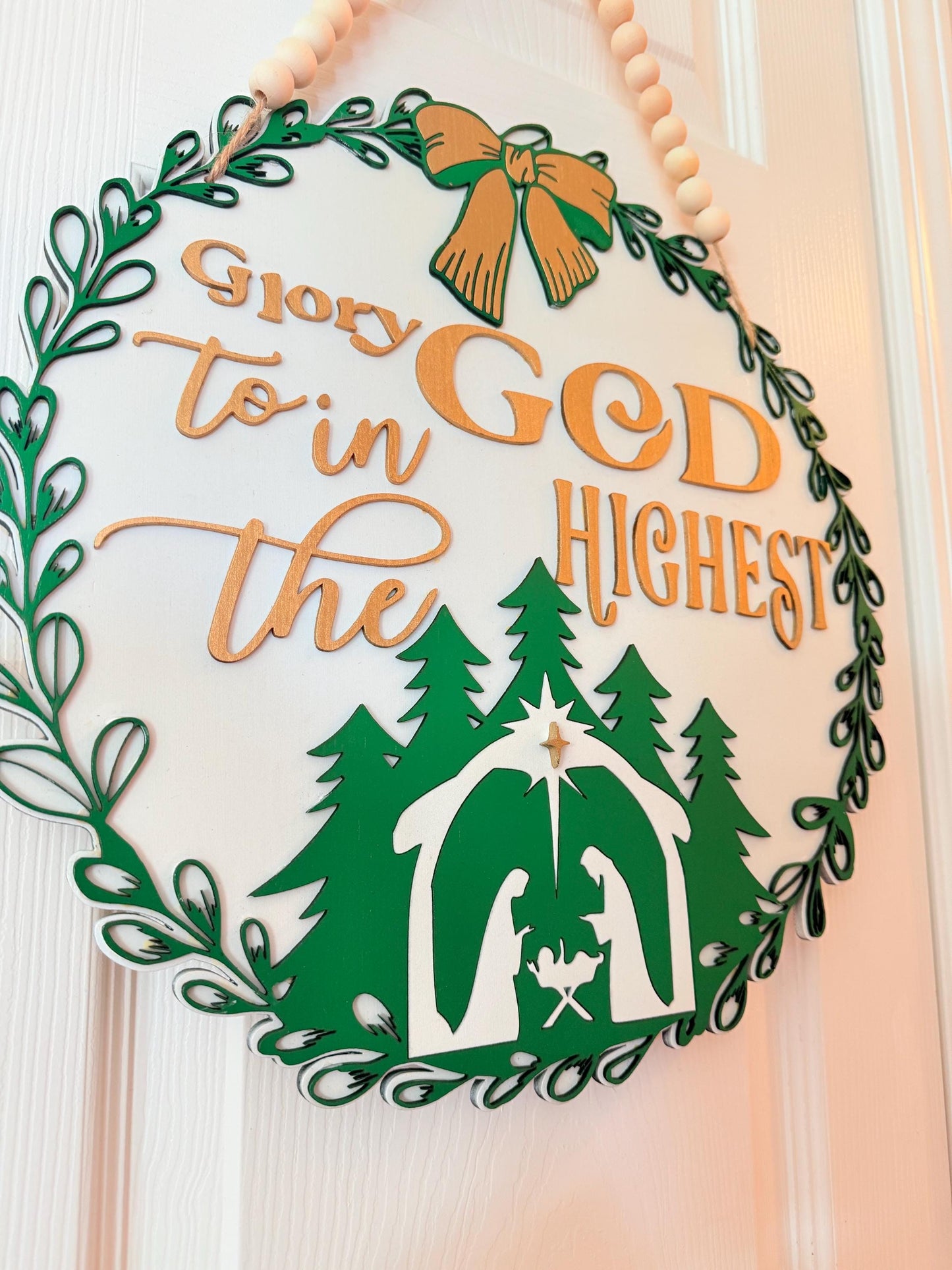 Glory to God in the Highest” | Exclusive Wooden Christmas Sign | Elegant Handmade Faith Décor