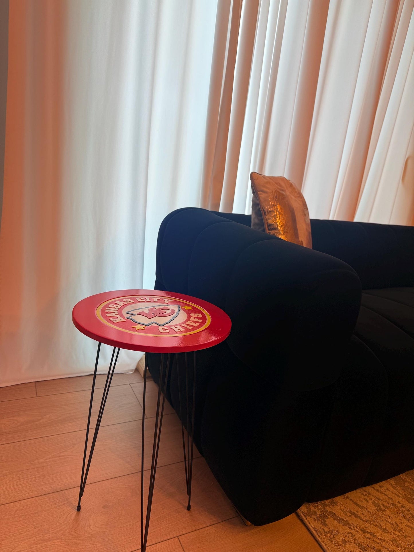 Handmade Kansas City Chiefs Side Table – 3D Logo | Perfect Christmas Gift for NFL Fans | FREE SHIPPING