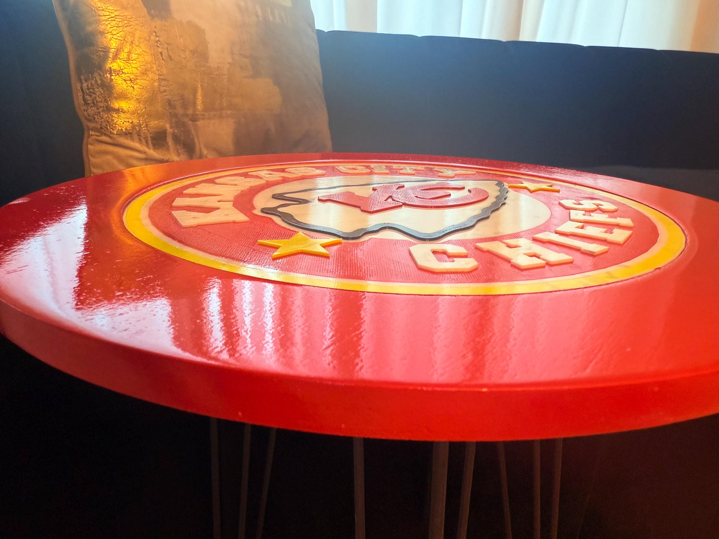 Handmade Kansas City Chiefs Side Table – 3D Logo | Perfect Christmas Gift for NFL Fans | FREE SHIPPING