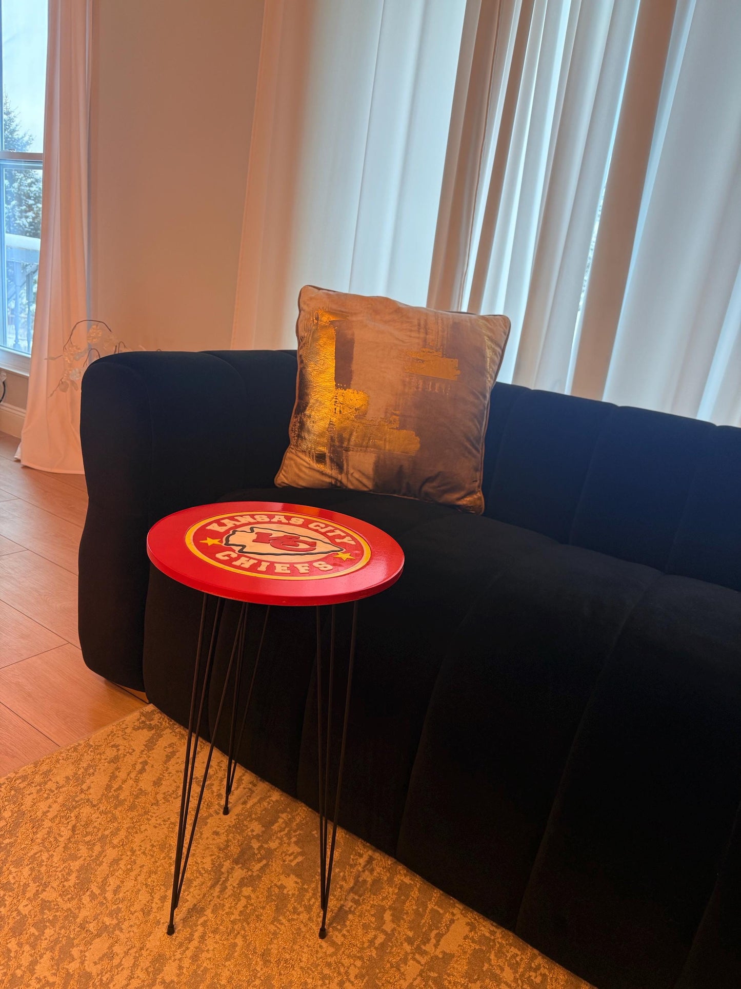 Handmade Kansas City Chiefs Side Table – 3D Logo | Perfect Christmas Gift for NFL Fans | FREE SHIPPING