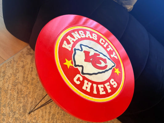 Handmade Kansas City Chiefs Side Table – 3D Logo | Perfect Christmas Gift for NFL Fans | FREE SHIPPING