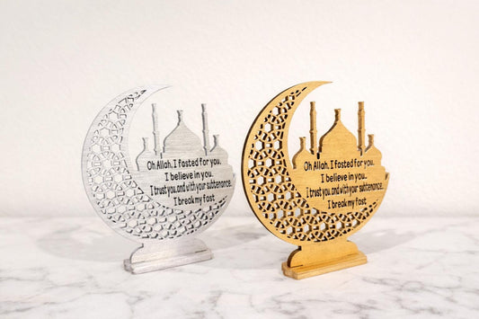 Ramadan Crescent Wooden Decor, Islamic Ramadan Favor, Small Handmade Ramadan Gift, Elegant Religious Giveaway, Islamic Table Decor