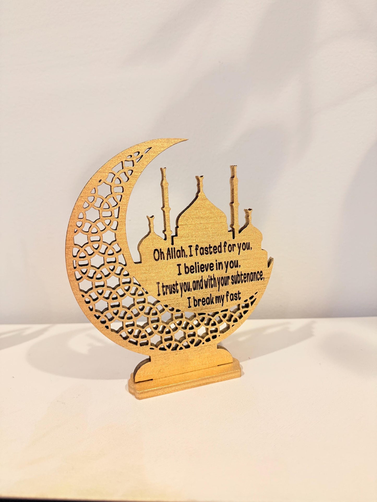 Ramadan Crescent Wooden Decor, Islamic Ramadan Favor, Small Handmade Ramadan Gift, Elegant Religious Giveaway, Islamic Table Decor