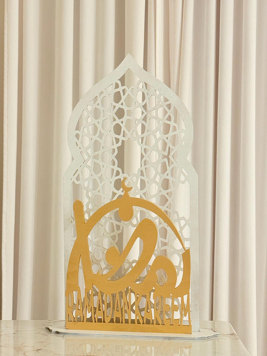 Original Islamic Wooden Decor Design | Luxury Ramadan Kareem Arabic Calligraphy | Minimalist Islamic Home Decor | Freestanding Wood Art