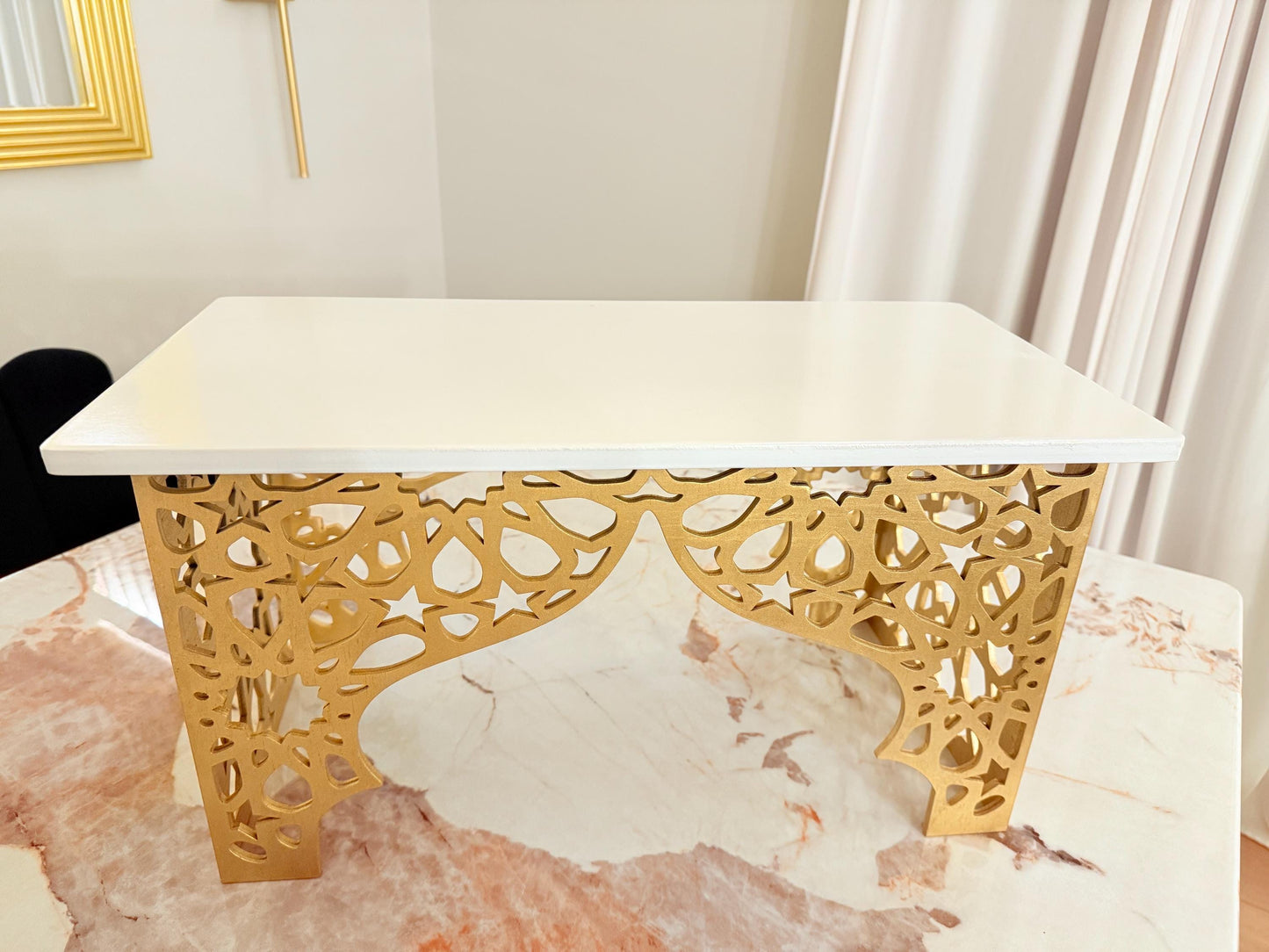 Luxury Wooden Serving Stand | Handcrafted Islamic Geometric Design | Decorative Presentation Stand | Ramadan & Eid Decor | Arabic Home Decor