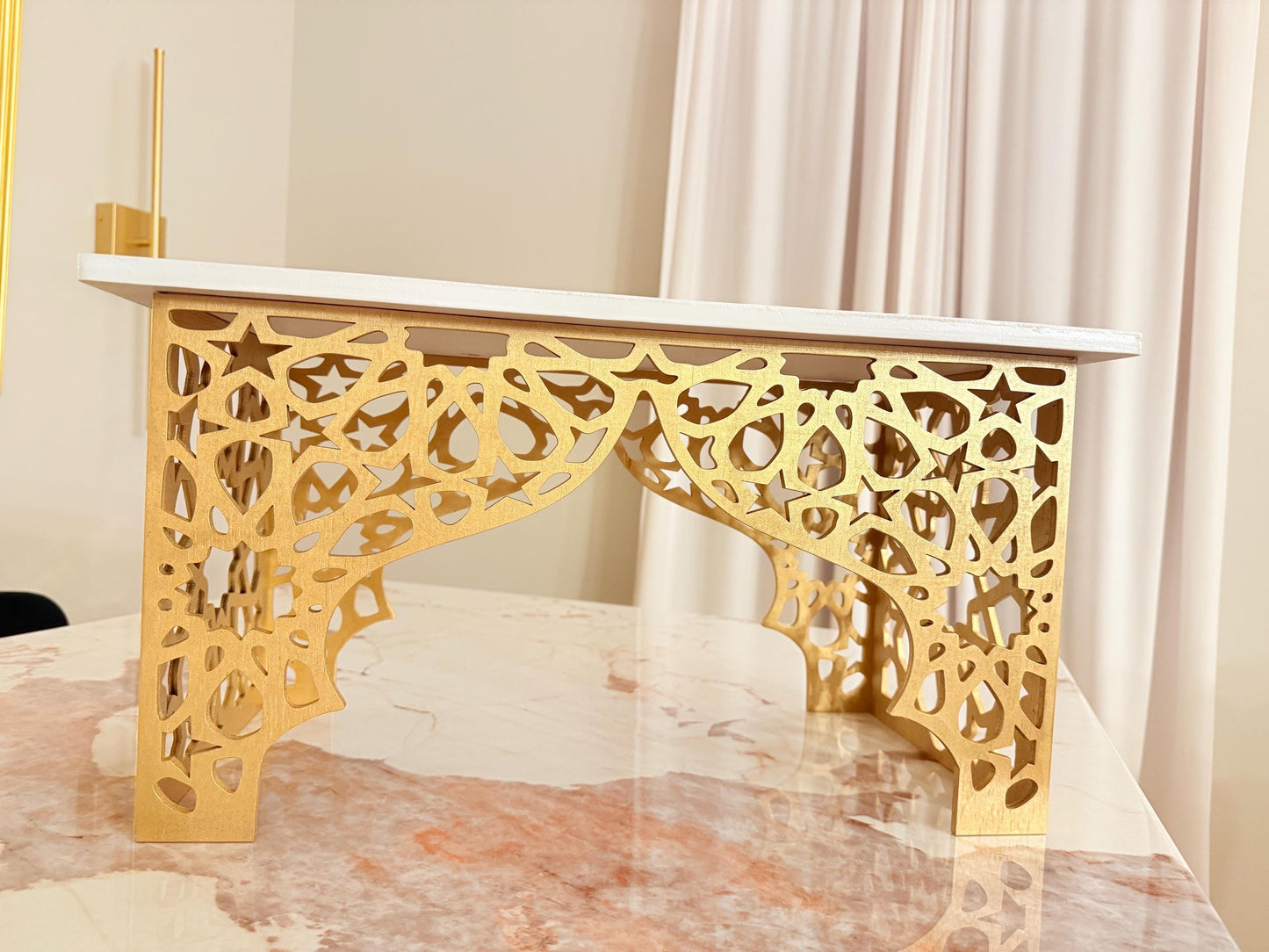 Luxury Wooden Serving Stand | Handcrafted Islamic Geometric Design | Decorative Presentation Stand | Ramadan & Eid Decor | Arabic Home Decor