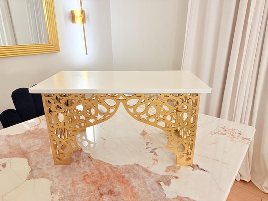 Luxury Wooden Serving Stand | Handcrafted Islamic Geometric Design | Decorative Presentation Stand | Ramadan & Eid Decor | Arabic Home Decor
