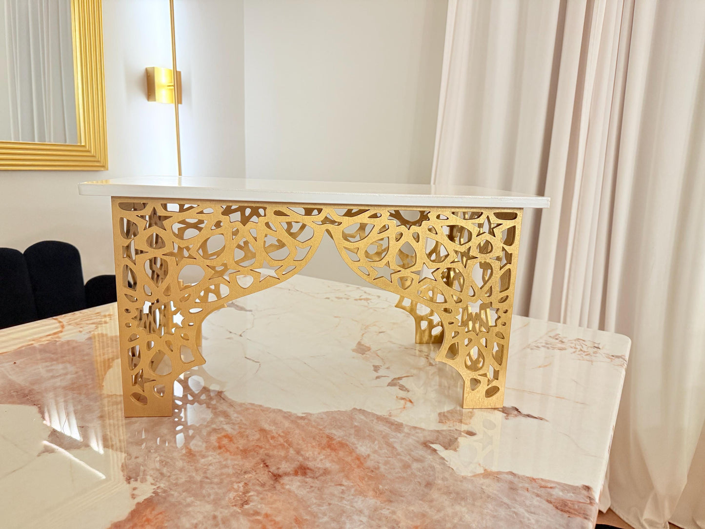 Luxury Wooden Serving Stand | Handcrafted Islamic Geometric Design | Decorative Presentation Stand | Ramadan & Eid Decor | Arabic Home Decor