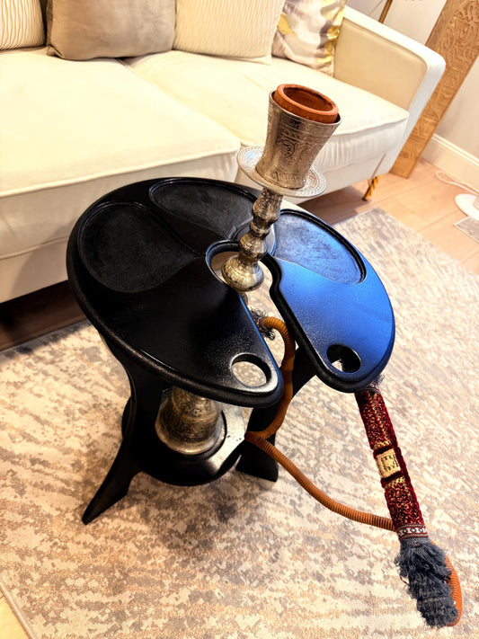 Luxury Hookah Table | Modern Shisha Side Table | Handmade Hookah Stand with Hose Holder | Lounge & Home Decor