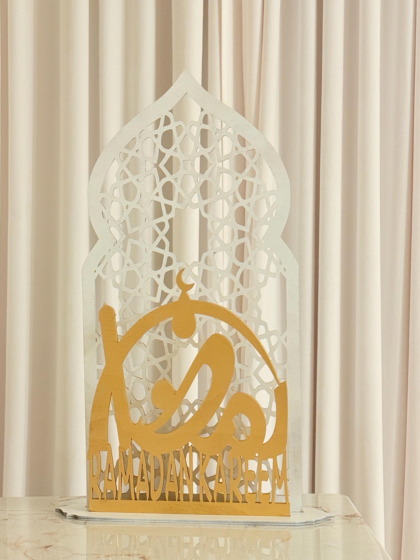 Original Islamic Wooden Decor Design | Luxury Ramadan Kareem Arabic Calligraphy | Minimalist Islamic Home Decor | Freestanding Wood Art