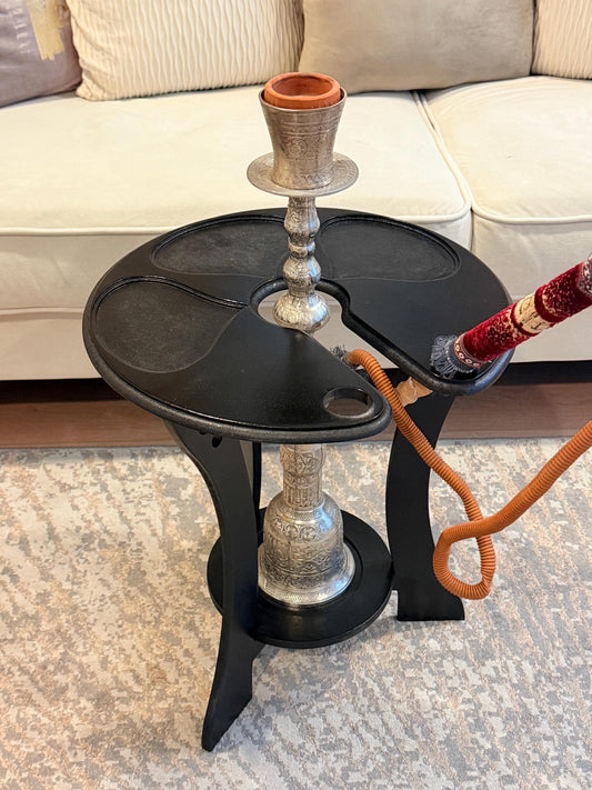 Luxury Hookah Table | Modern Shisha Side Table | Handmade Hookah Stand with Hose Holder | Lounge & Home Decor